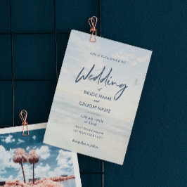 Elegante budgetvriendelijke foto-strand trouwkaart flyer