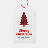 Elegante Buffalo Check Kerstcadeautag Cadeaulabel (Achterkant)