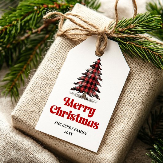 Elegante buffelboom cadeaubijslab met aangepaste f cadeaulabel