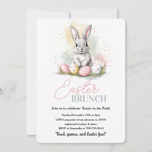 Elegante Bunny Easter Brunch Kaart (Voorkant)