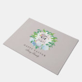 Elegante Bunny Krans Pasen gepersonaliseerd Deurmat (Schuin)