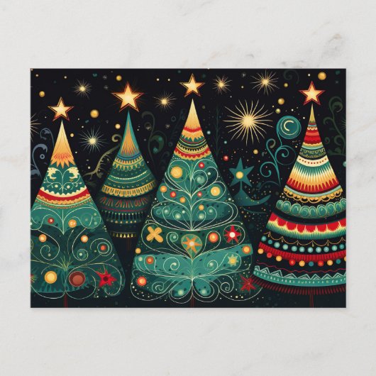 Elegante bunte Weihnachtsbäume  Briefkaart (Voorkant)