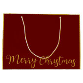 Elegante Burgandy en Goud Vrolijk Kerstfeest Groot Cadeauzakje (Achterkant)