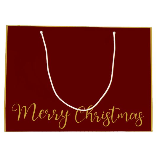 Elegante Burgandy en Goud Vrolijk Kerstfeest Groot Cadeauzakje (Achterkant)