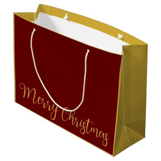 Elegante Burgandy en Goud Vrolijk Kerstfeest Groot Cadeauzakje (Achterkant Gekanteld)