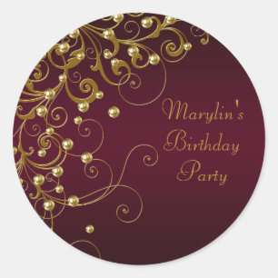 Elegante Burgindy en Gold Swirl Stickers