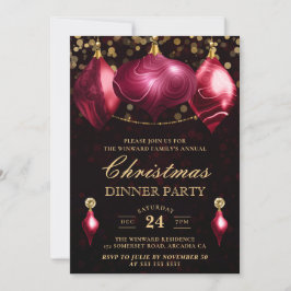 Elegante Burgundy Agaat Bellen Kerst Diner Kaart