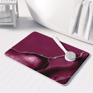 Elegante Burgundy Agate Zilver Glitter Badmat