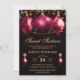 Elegante Burgundy Agaten Winter Kerstballen Sweet Kaart