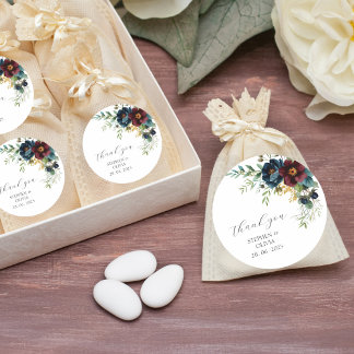 Elegante Burgundy Bloemen & Groene Huwelijksdecora Ronde Sticker