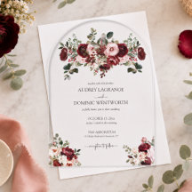 Elegante Burgundy Blush Bloemige Bruiloft