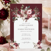 Elegante Burgundy Blush Bloemige Bruiloft