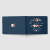 Elegante Burgundy Blush Bloemrijke Navy Blauwe Tro Gastenboek (Volledig)
