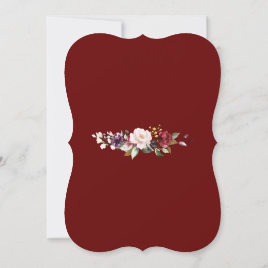 Elegante Burgundy Blush Bloemstuk Kruis Bevestigin Kaart (Achterkant)