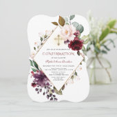 Elegante Burgundy Blush Bloemstuk Kruis Bevestigin Kaart (Staand voorkant)