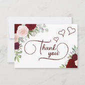Elegante Burgundy & Blush Boho Rozen Bruidsdouche Bedankkaart (Voorkant)