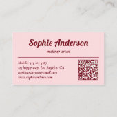 Elegante Burgundy & Blush Roze QR Code Visitekaartje (Achterkant)