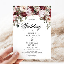 Elegante Burgundy & Blush Waterverf Bloemen Bruilo