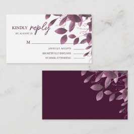 Elegante Burgundy Bosblad Trouw-RSVP  Informatiekaartje