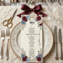 Elegante Burgundy Chic Trouwmenu Menu