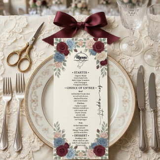 Elegante Burgundy Chic Trouwmenu Menu