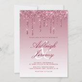 Elegante Burgundy Druppelende Glitter Script Bruil Kaart (Voorkant)