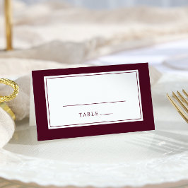 Elegante Burgundy Eenvoudige Minimaal Rand Bruilof Plaatskaartje