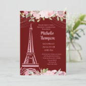 Elegante Burgundy Eiffeltoren Parijs Verjaardag  Kaart (Staand voorkant)