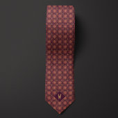 Elegante burgundy en gouden mandala-monogram stropdas