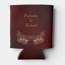 Elegante Burgundy en Gouden Monogram Bruiloft Blikjeskoeler