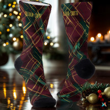 Elegante Burgundy en Groen Kerstmis Plaid Custom
