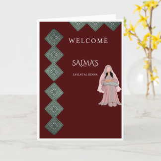 Elegante Burgundy en Roze Laylat al Henna Uitnodig Kaart