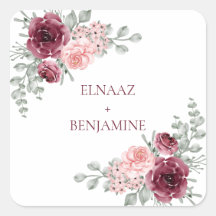 Elegante Burgundy en Roze Roos Waterverf Bruiloft