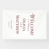 Elegante Burgundy en Witte Bruiloft  Spandoek (Horizontaal)
