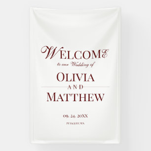Elegante Burgundy en Witte Bruiloft Spandoek