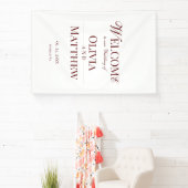 Elegante Burgundy en Witte Bruiloft  Spandoek (Insitu)