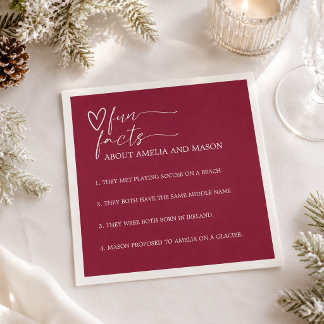 Elegante Burgundy Feiten Bruiloft Servet