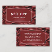 Elegante Burgundy Fluwelen Witte Frame Make-up Art Kortingskaartje (Voorkant / Achterkant)