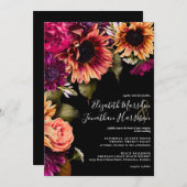 Elegante Burgundy Gele Zonnebloem Bloem Boho Donke Kaart (Voorkant / Achterkant)