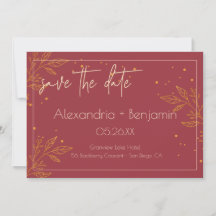 Elegante Burgundy & Goud Moderne Trouwdag