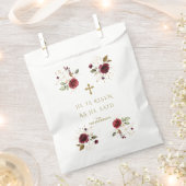 Elegante Burgundy Gouden Bloemen Hij Is Opgestaan  Bedankzakje (Geknipt)