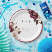 Elegante Burgundy Gouden Bruiloft Papieren Bordje (Feest)