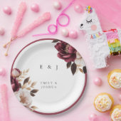 Elegante Burgundy Gouden Bruiloft Papieren Bordje (Feest)