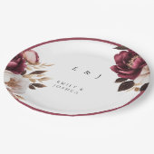 Elegante Burgundy Gouden Bruiloft Papieren Bordje (Gekanteld)