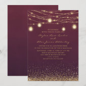 Elegante Burgundy Gouden Glitter Sliert Licht Brui Kaart (Voorkant / Achterkant)