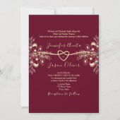 Elegante Burgundy Gouden QR Code Foto Bruiloft Kaart (Voorkant)