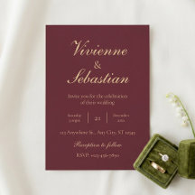 Elegante Burgundy Gouden Script Minimalistische Tr
