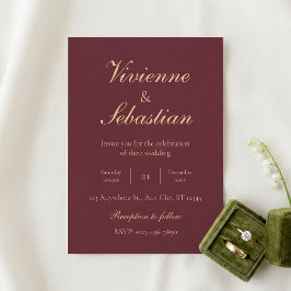 Elegante Burgundy Gouden Script Minimalistische Tr Kaart