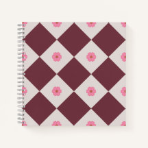 Elegante Burgundy & Grijs Bloemendiamant Notitiebo