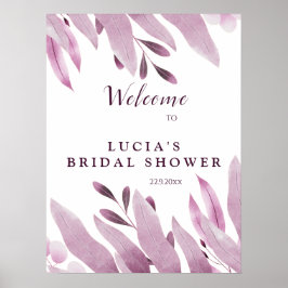 Elegante Burgundy Grote Bladeren Bruiloft Welcome Poster